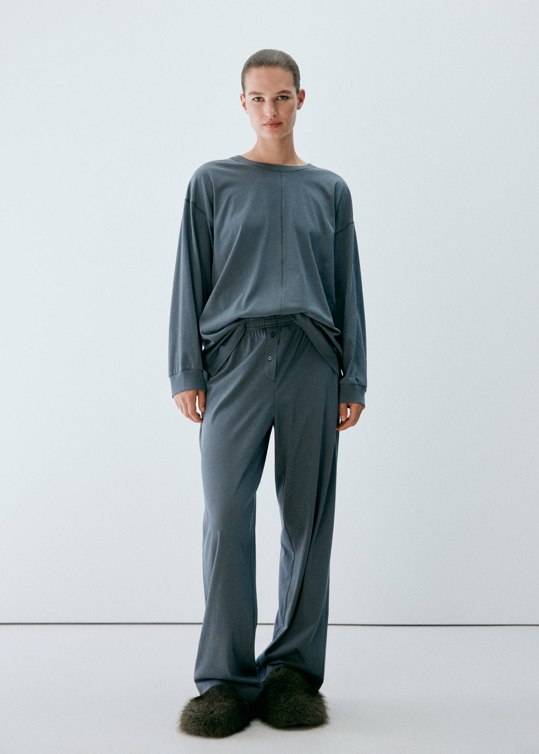 Mango %100 pamuklu pijama pantolon görsel 5