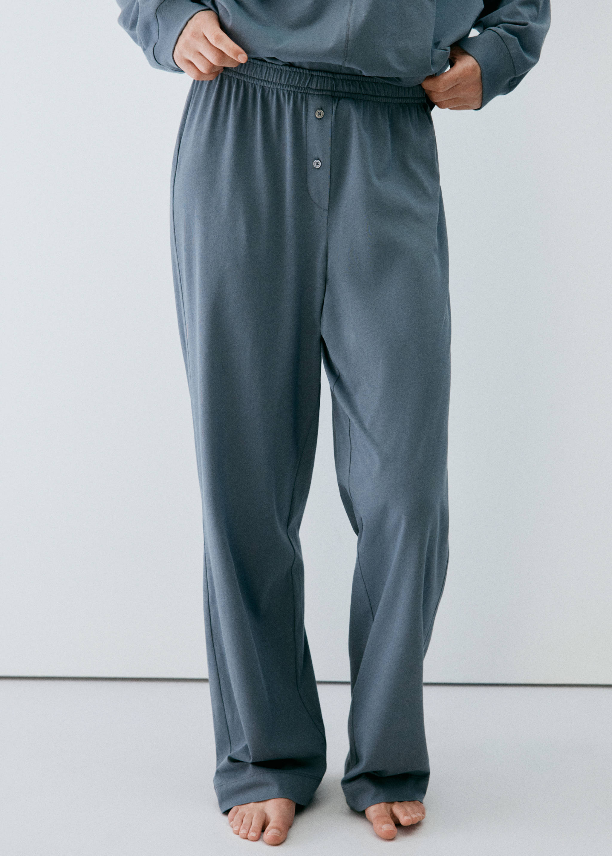Mango %100 pamuklu pijama pantolon görsel 4