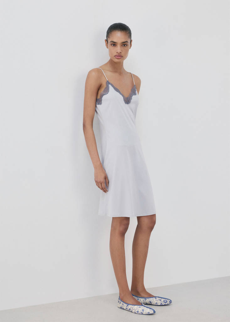 Lyocell cotton lace nightdress — Grey