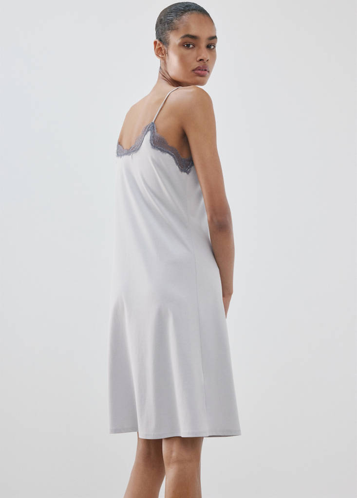 Lyocell cotton lace nightdress — Grey
