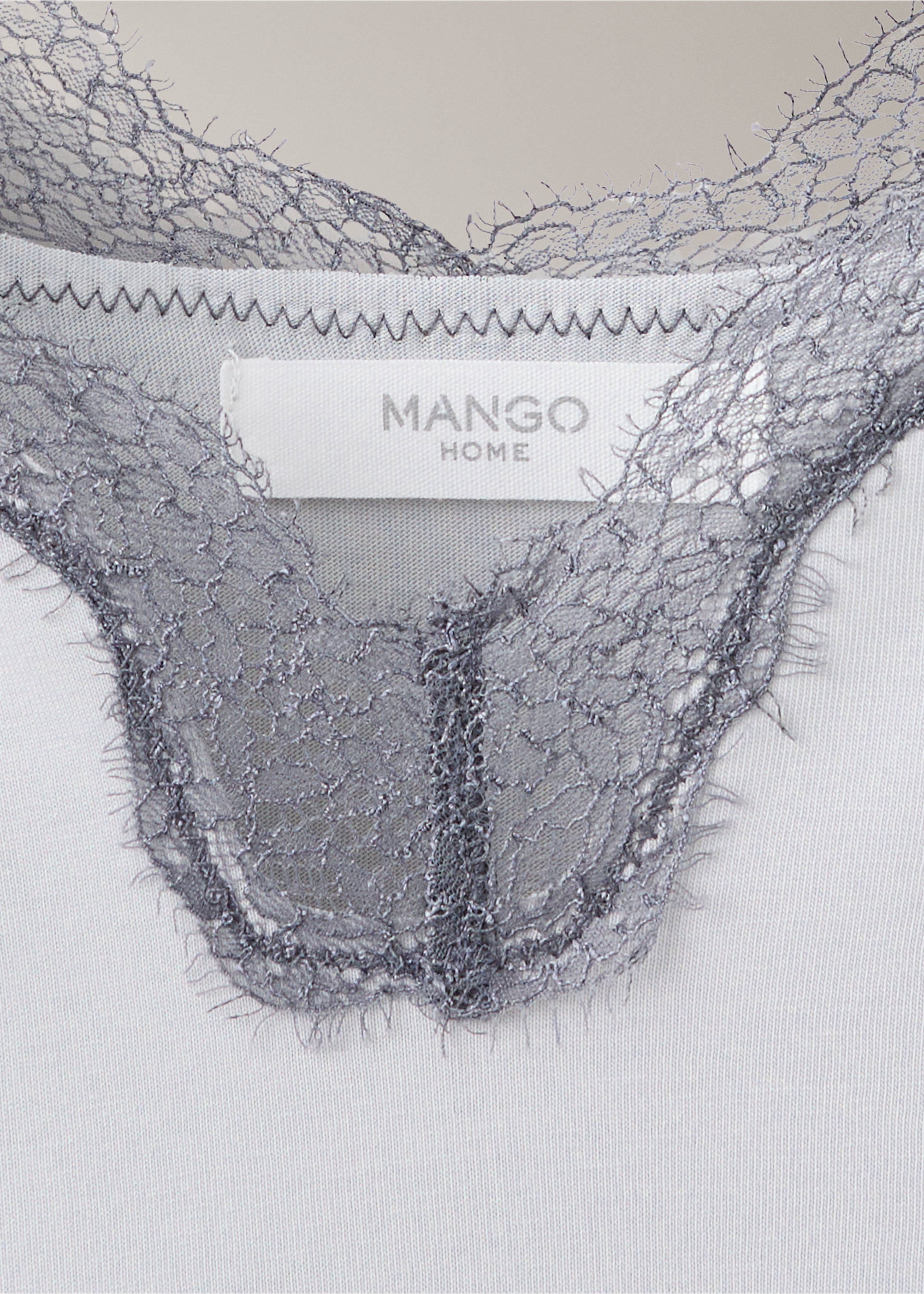 Lyocell cotton lace nightdress - Details of the article 8, Grey. Ref: 37062916-00.
