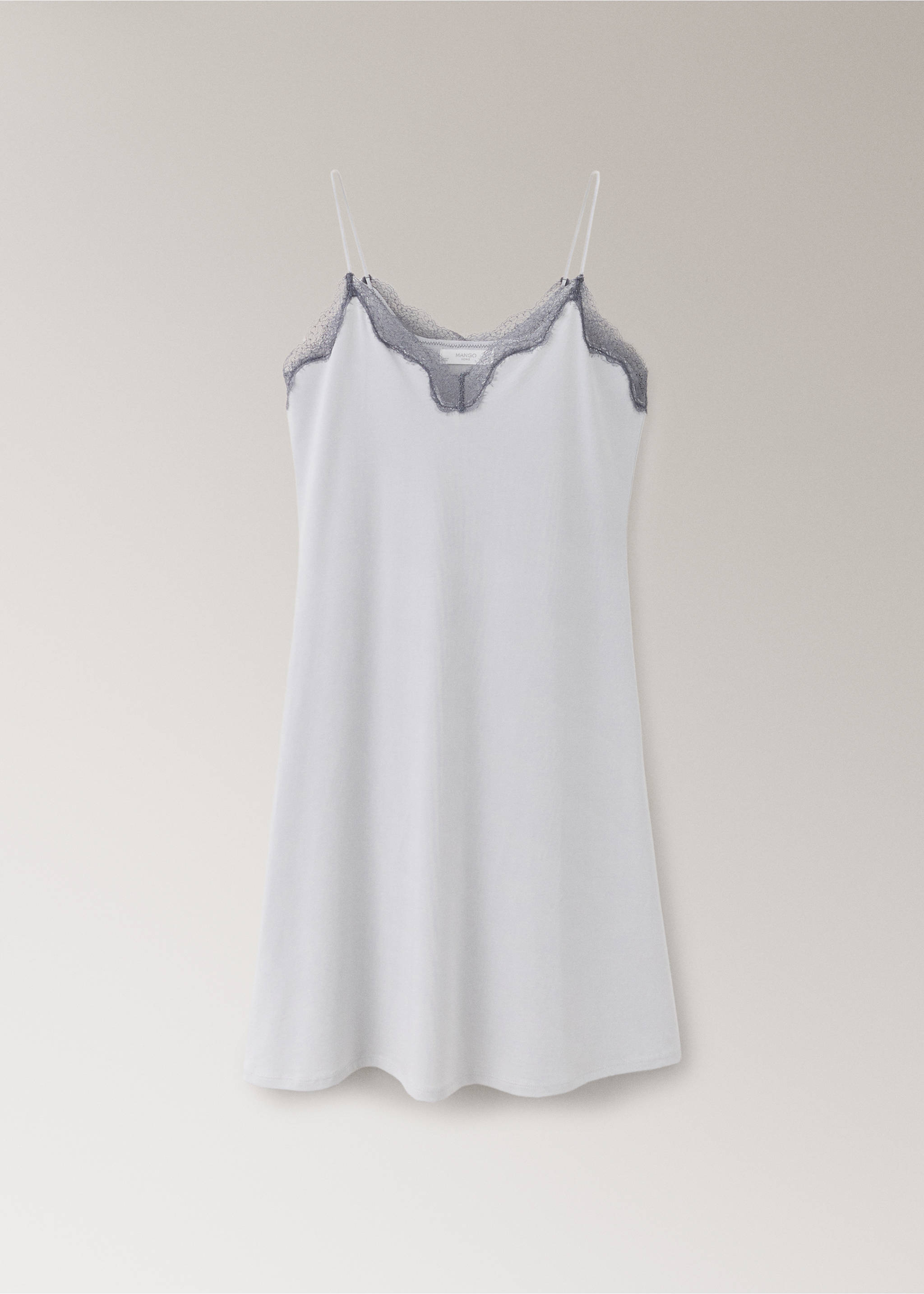 Lyocell cotton lace nightdress - Article without model, Grey. Ref: 37062916-00.