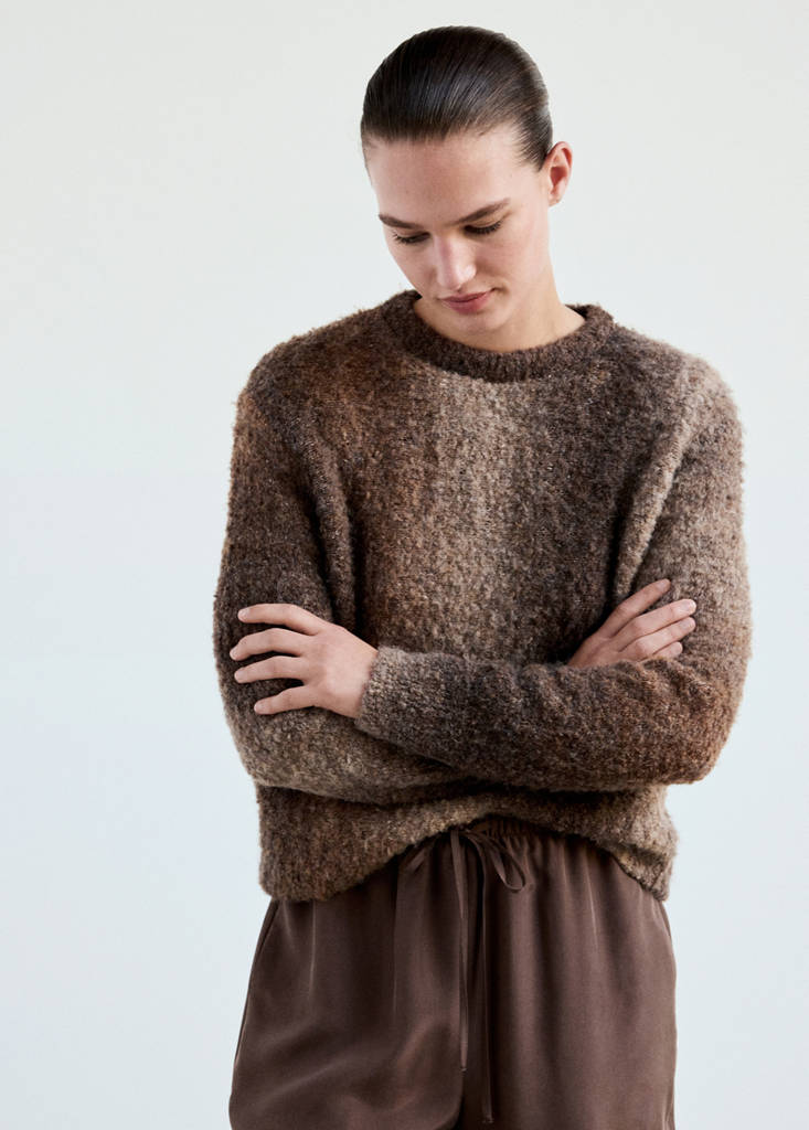 Jumper with faded vertical stripes — Brown