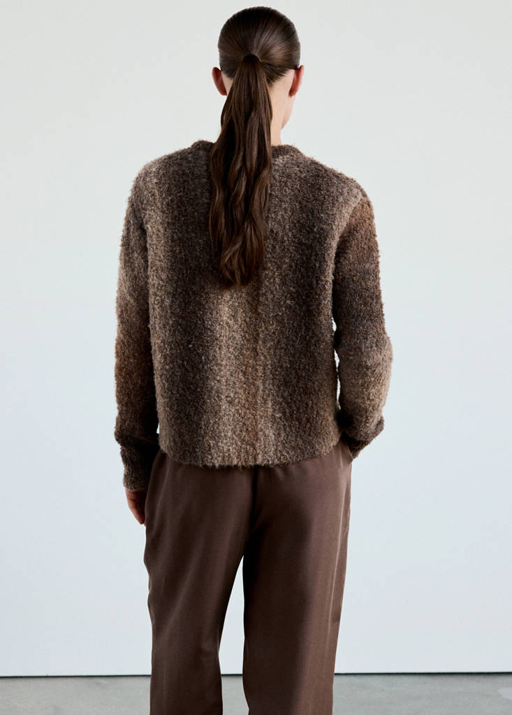 Jumper with faded vertical stripes — Brown