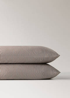 Two striped cotton pillowcases, 200 thread count, 50 x 75 cm — Coffee 4