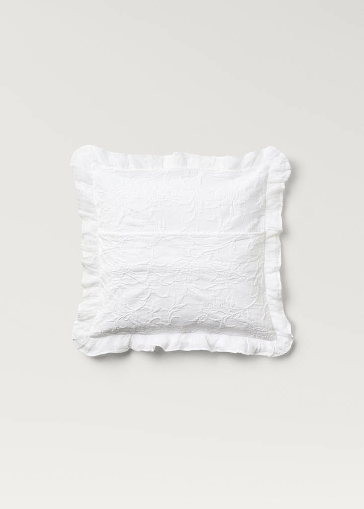 Jacquard cotton floral pillowcase 50x50 cm — White