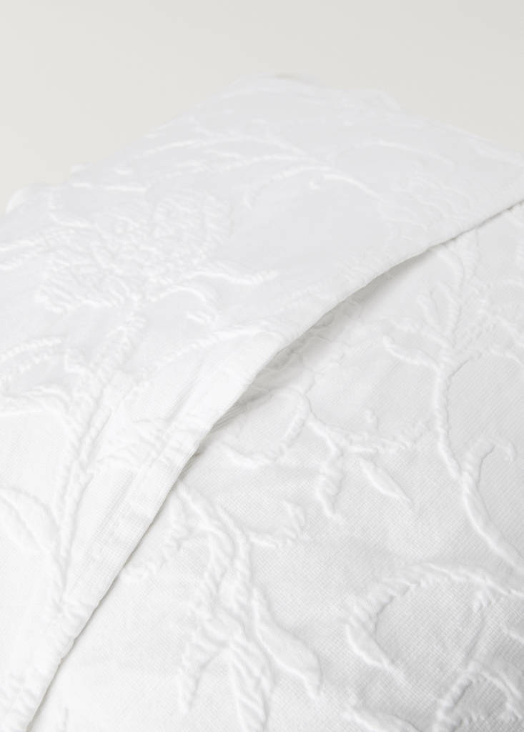 Jacquard cotton floral pillowcase 50x50 cm — White