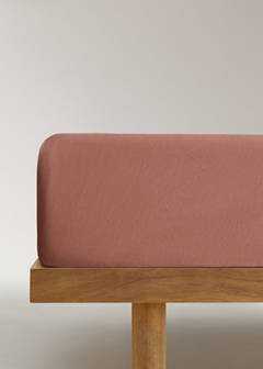 Washed cotton top sheet for 150 cm bed — Medium Pink 3