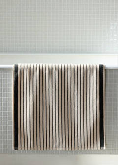 100% cotton striped bath rug — Petrol Blue 1