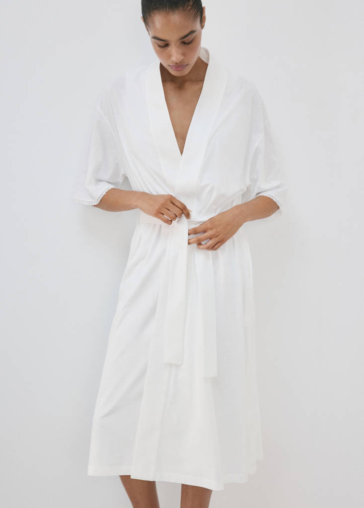 Cotton Robe With Lace