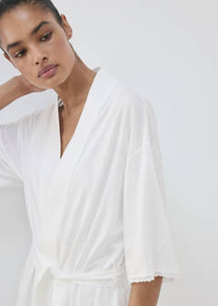 Cotton robe with lace — White 4