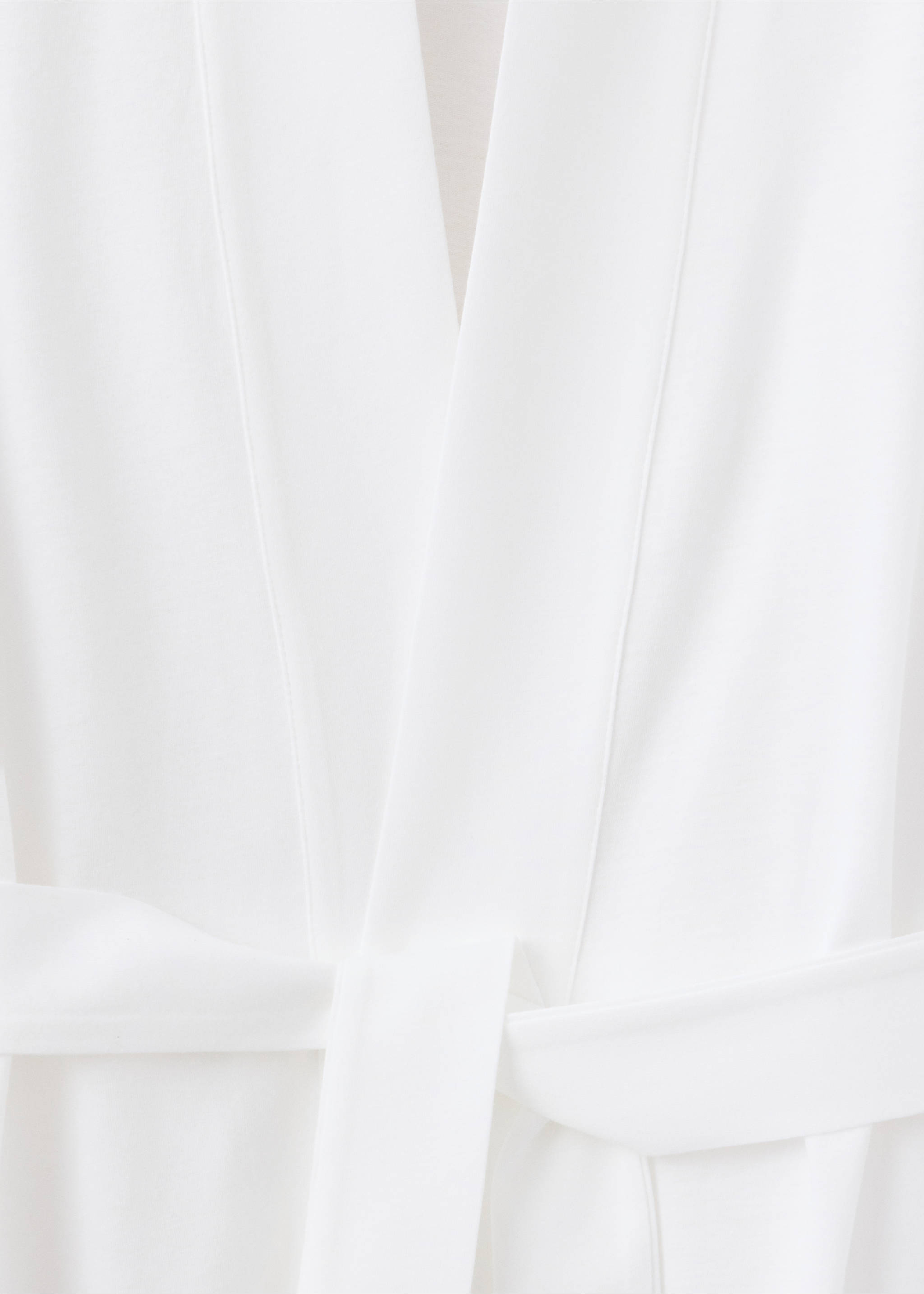 Cotton robe with lace - Details of the article 8, White. Ref: 37062936-00.