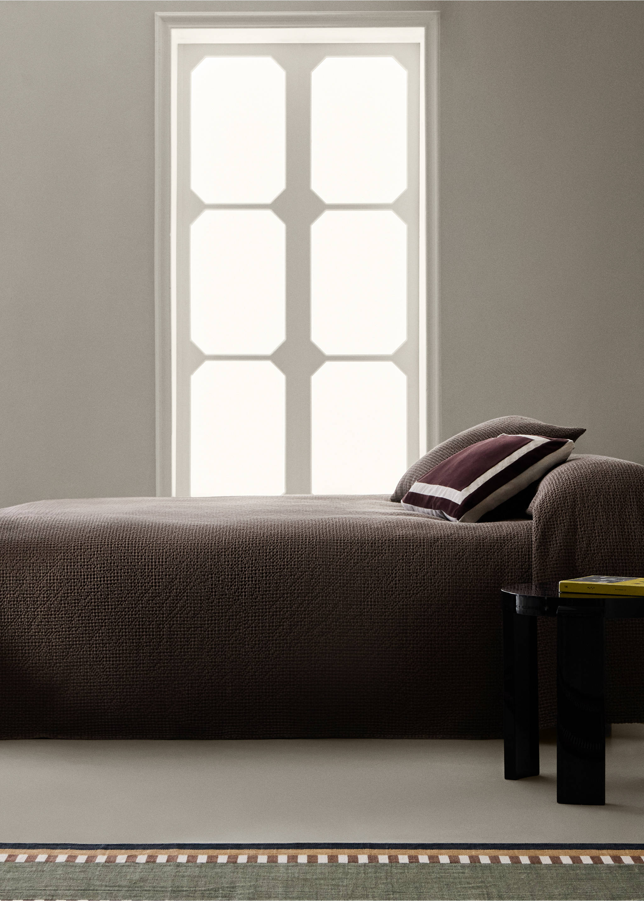 Garment dyed cotton bedspread for bed sizes 135/140/150 cm - General plane, Brown. Ref: 37062939-00.