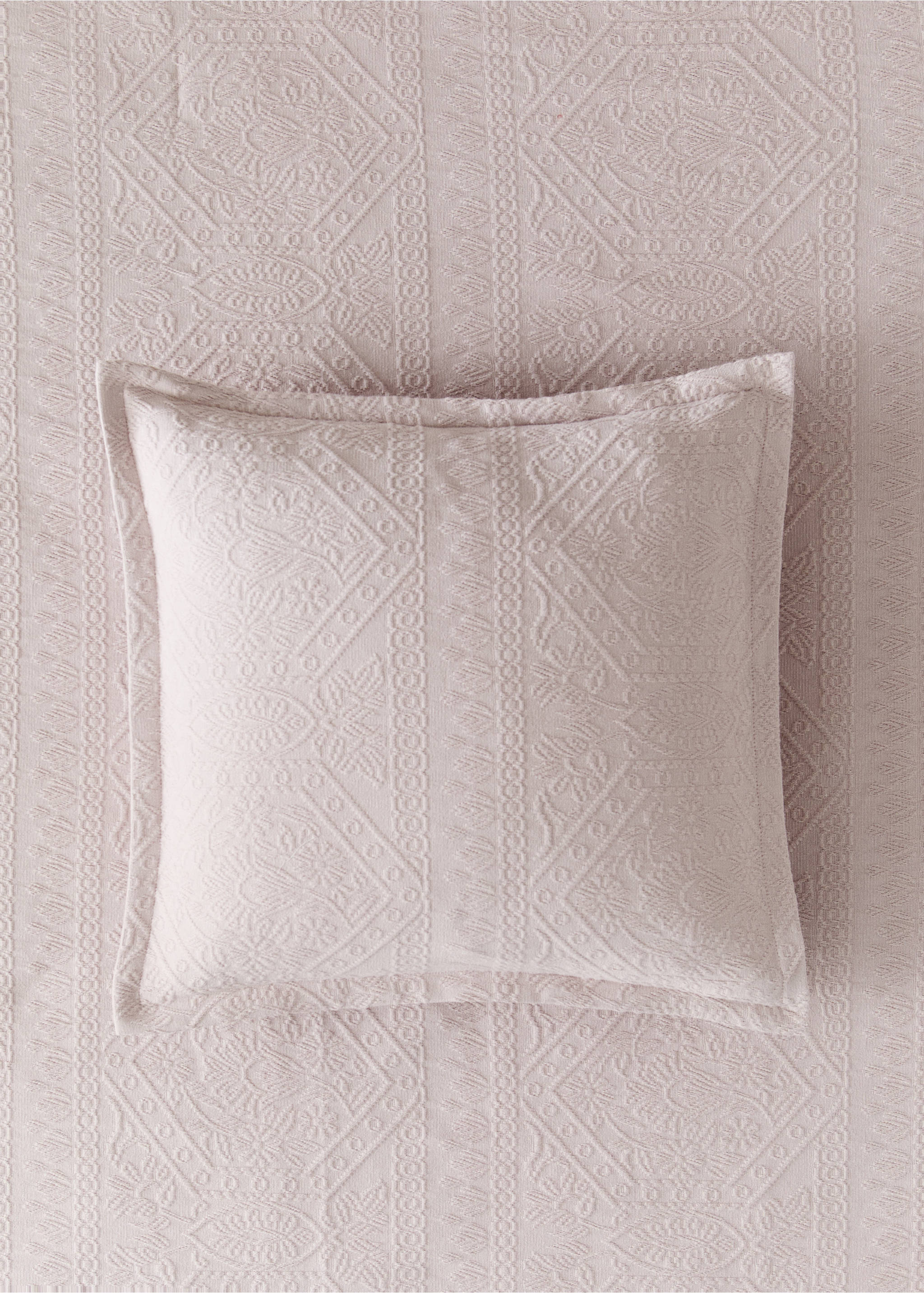 Pre-shrunk jacquard cushion cover 300 g, 50x50 cm - General plane, Pale Pink. Ref: 37062944-00.