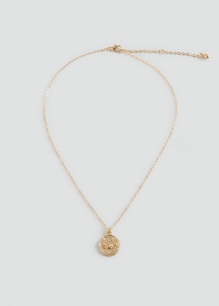 Wisior z zawieszką ze znakiem zodiaku Rak złoty - Teen - Rozmiar uniwersalny - MANGO TEEN