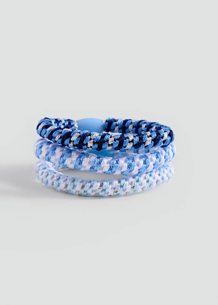 Pack of 3 combined hair ties — Blue