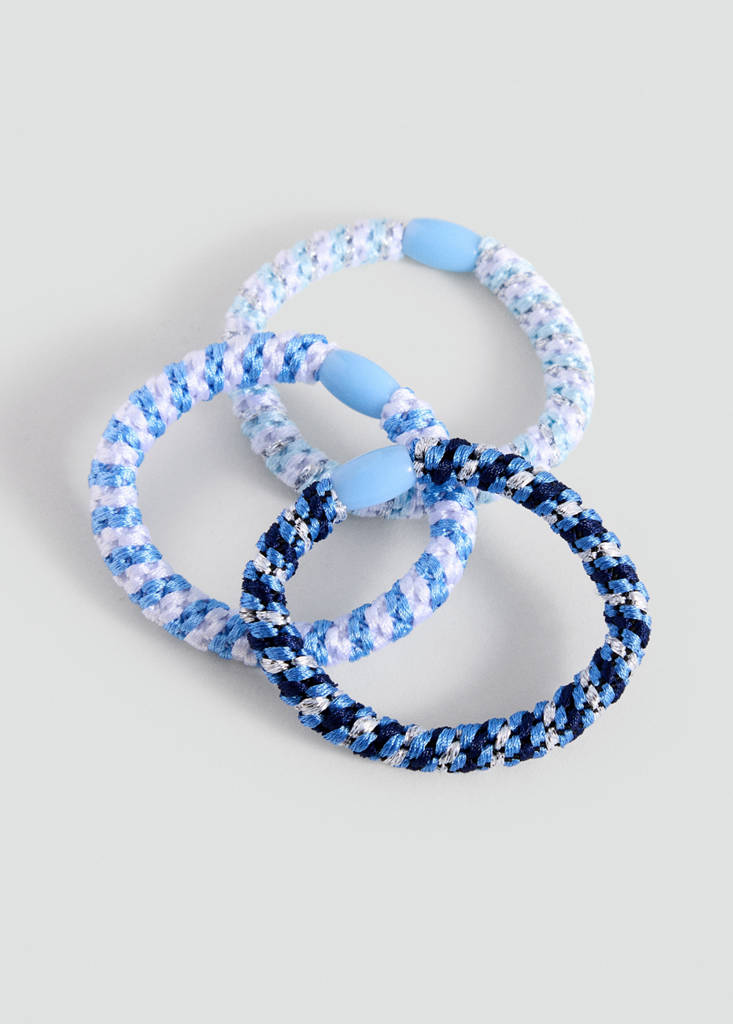 Pack of 3 combined hair ties — Blue