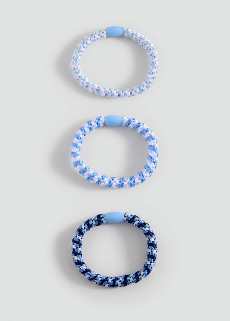 Pack of 3 combined hair ties — Blue
