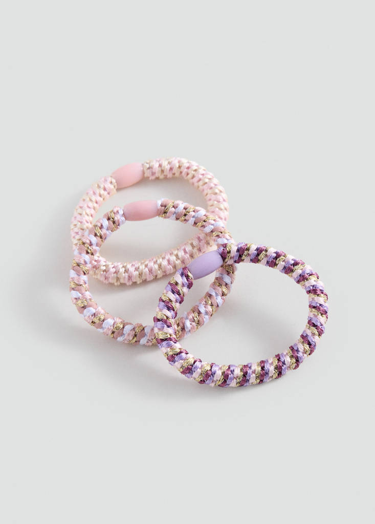 Pack of 3 combined hair ties — Pink