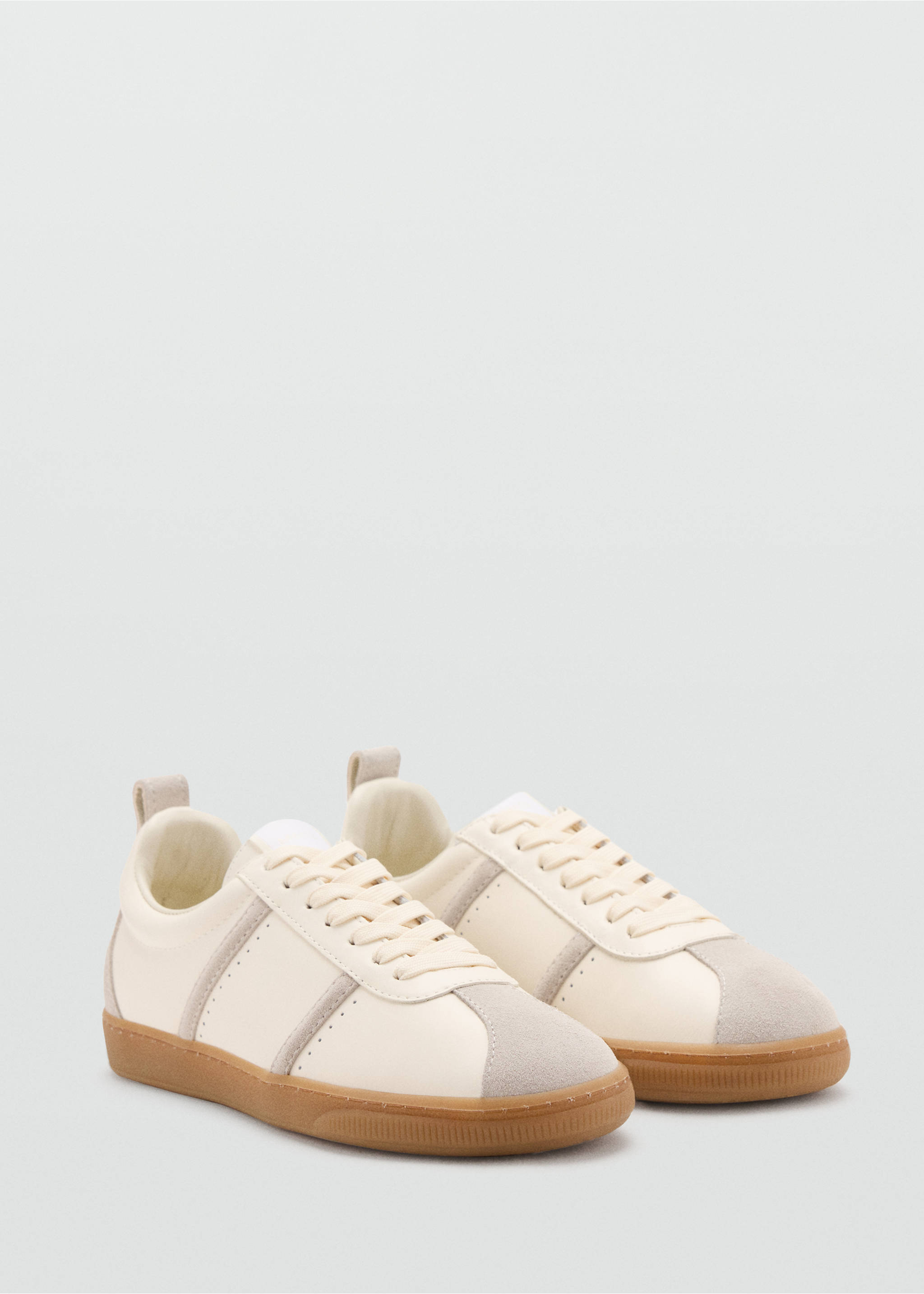 Contrasting panel leather sneakers - Medium plane, Off White. Ref: 37062959-00.