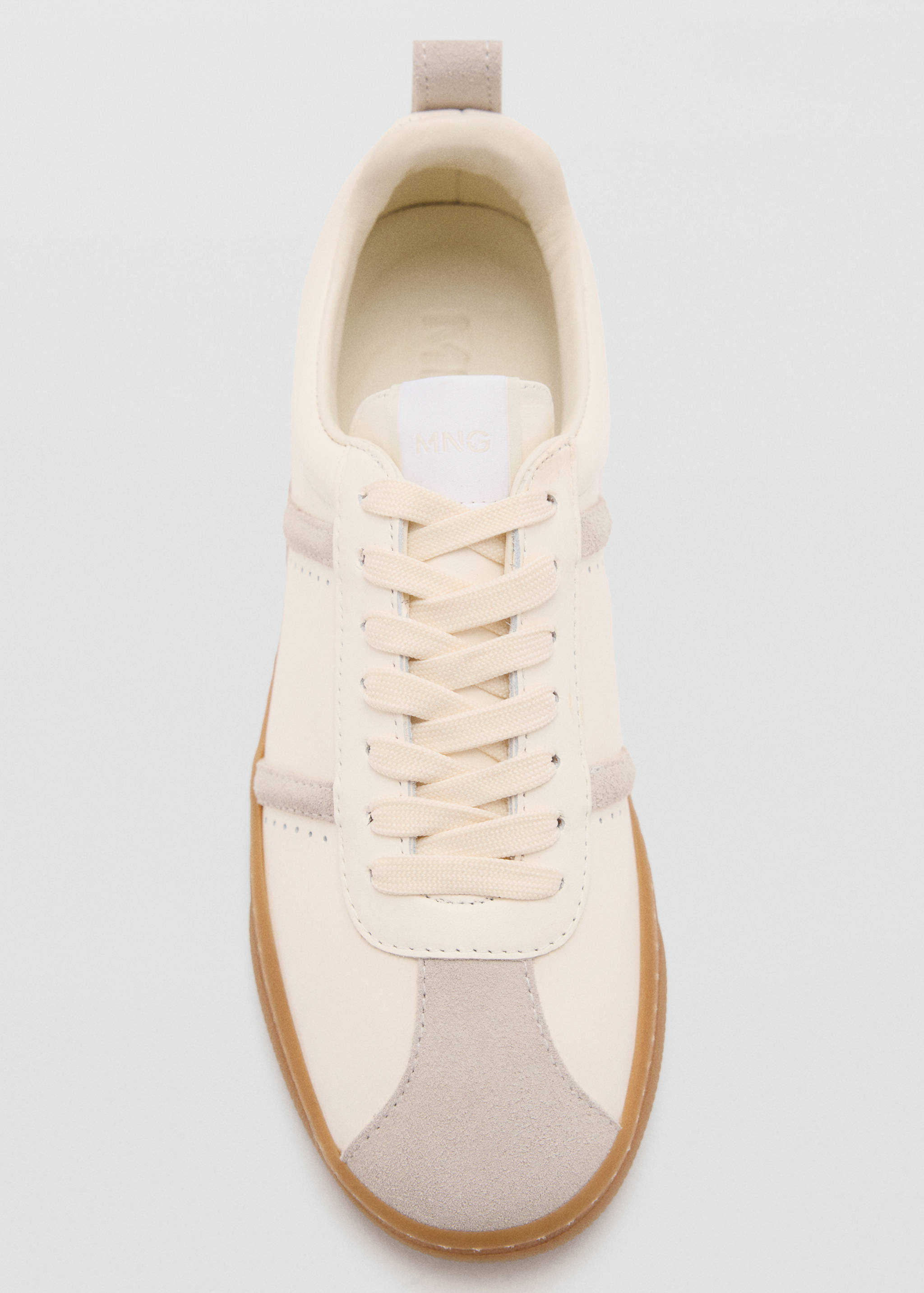 Contrasting panel leather sneakers - Details of the article 2