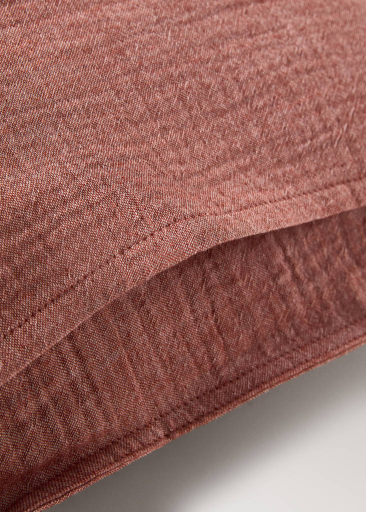 Two reversible striped cotton gauze pillowcases 60x60cm — Medium Pink