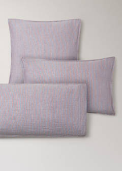 Two reversible striped cotton gauze pillowcases 60x60cm — Medium Pink 5