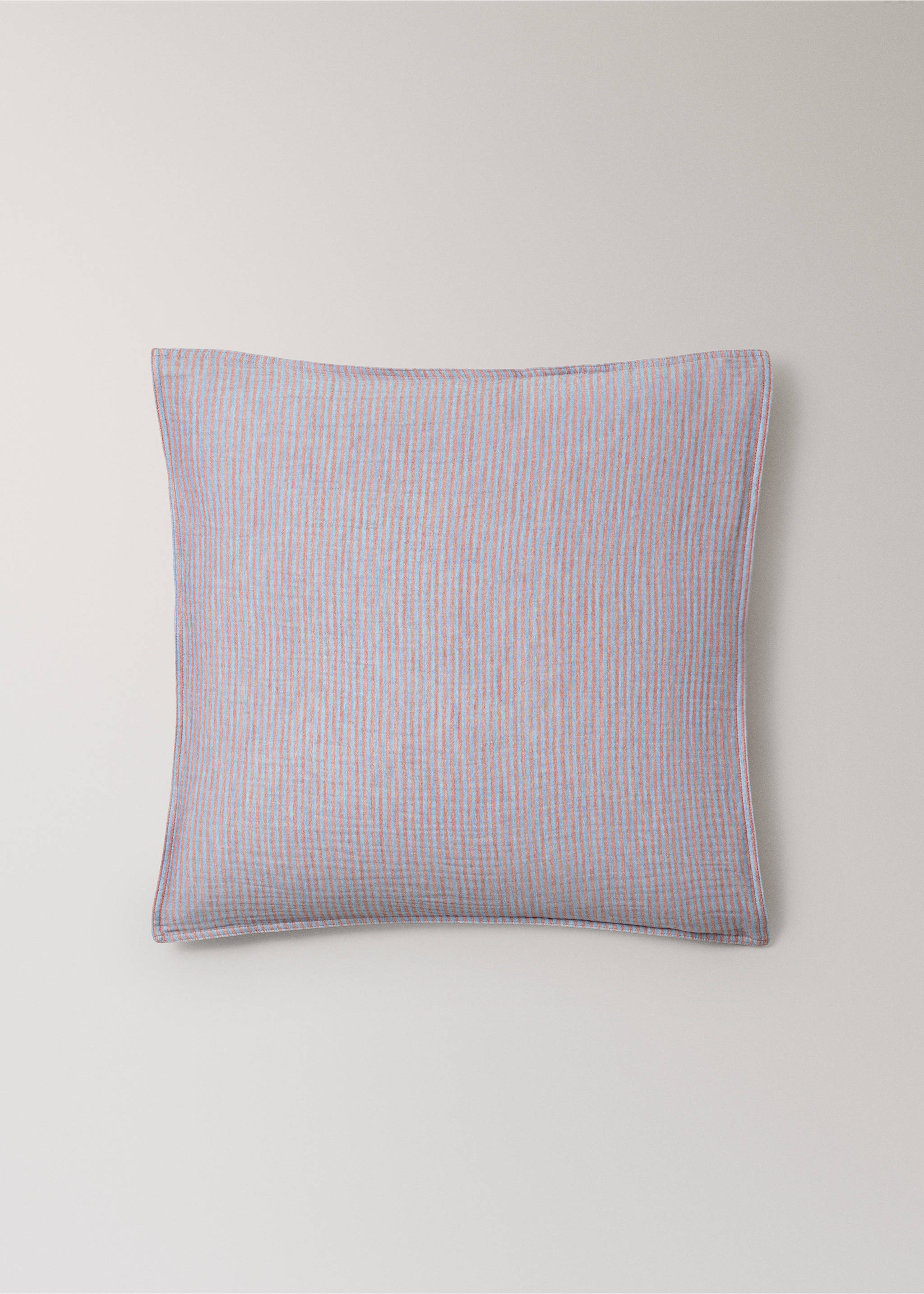 Two reversible striped cotton gauze pillowcases 60x60cm - Article without model, Medium Pink. Ref: 37063025-00.
