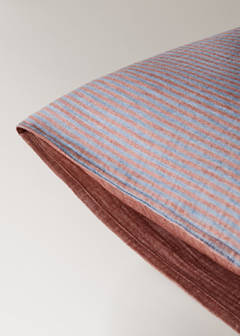 Two reversible striped cotton gauze pillowcases 50x75 cm — Medium Pink 3