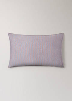 Two reversible striped cotton gauze pillowcases 50x75 cm — Medium Pink 6