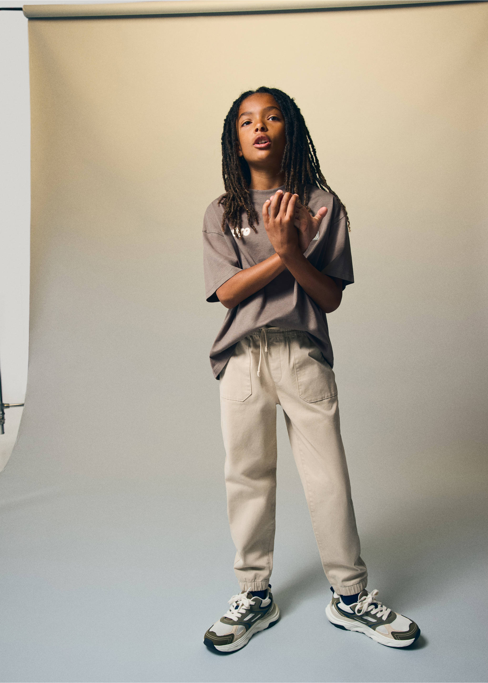 Cotton jogger-style trousers - General plane, Beige. Ref: 37063274-00.