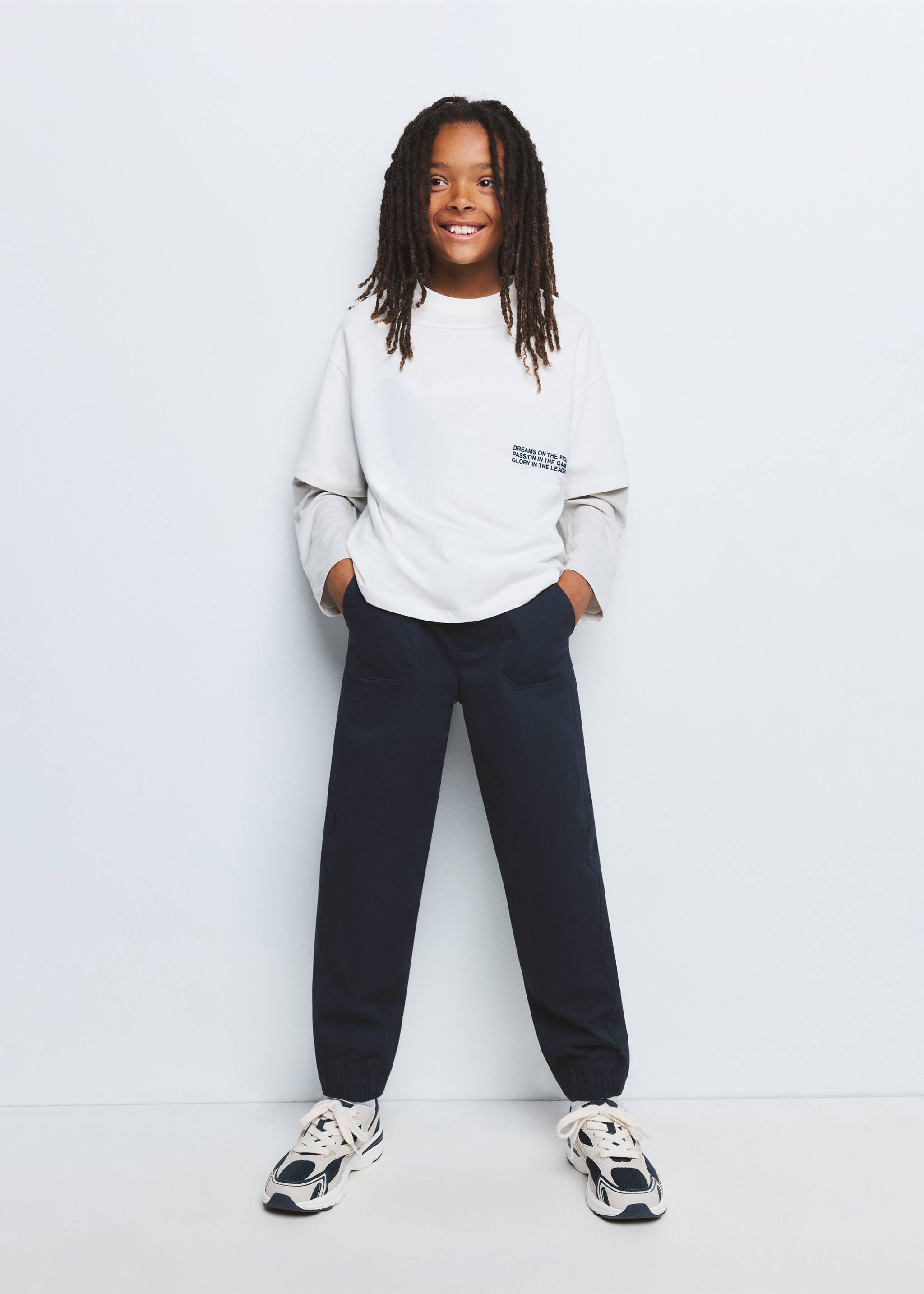 Cotton jogger-style trousers - General plane, Navy. Ref: 37063274-00.