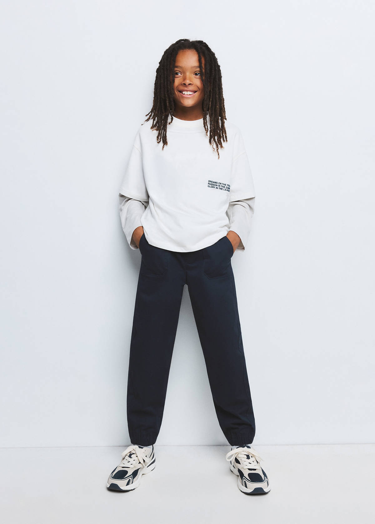 Cotton jogger-style trousers — Navy