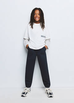 Cotton jogger-style trousers — Navy 1