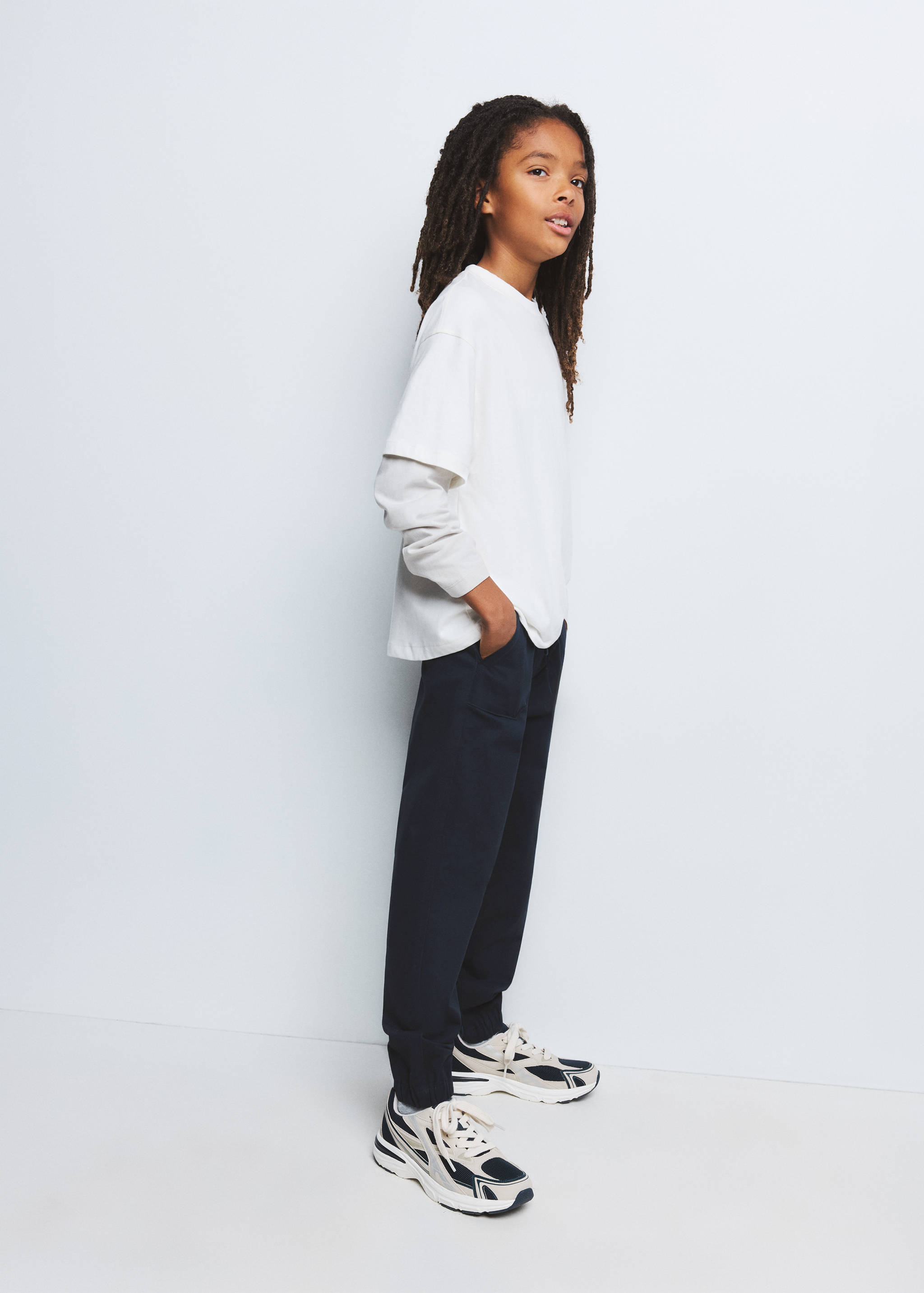 Cotton jogger-style trousers - Medium plane