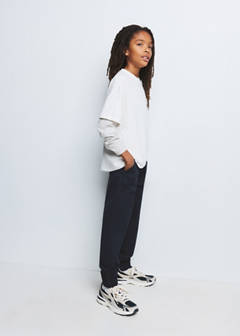 Cotton jogger-style trousers — Navy 2