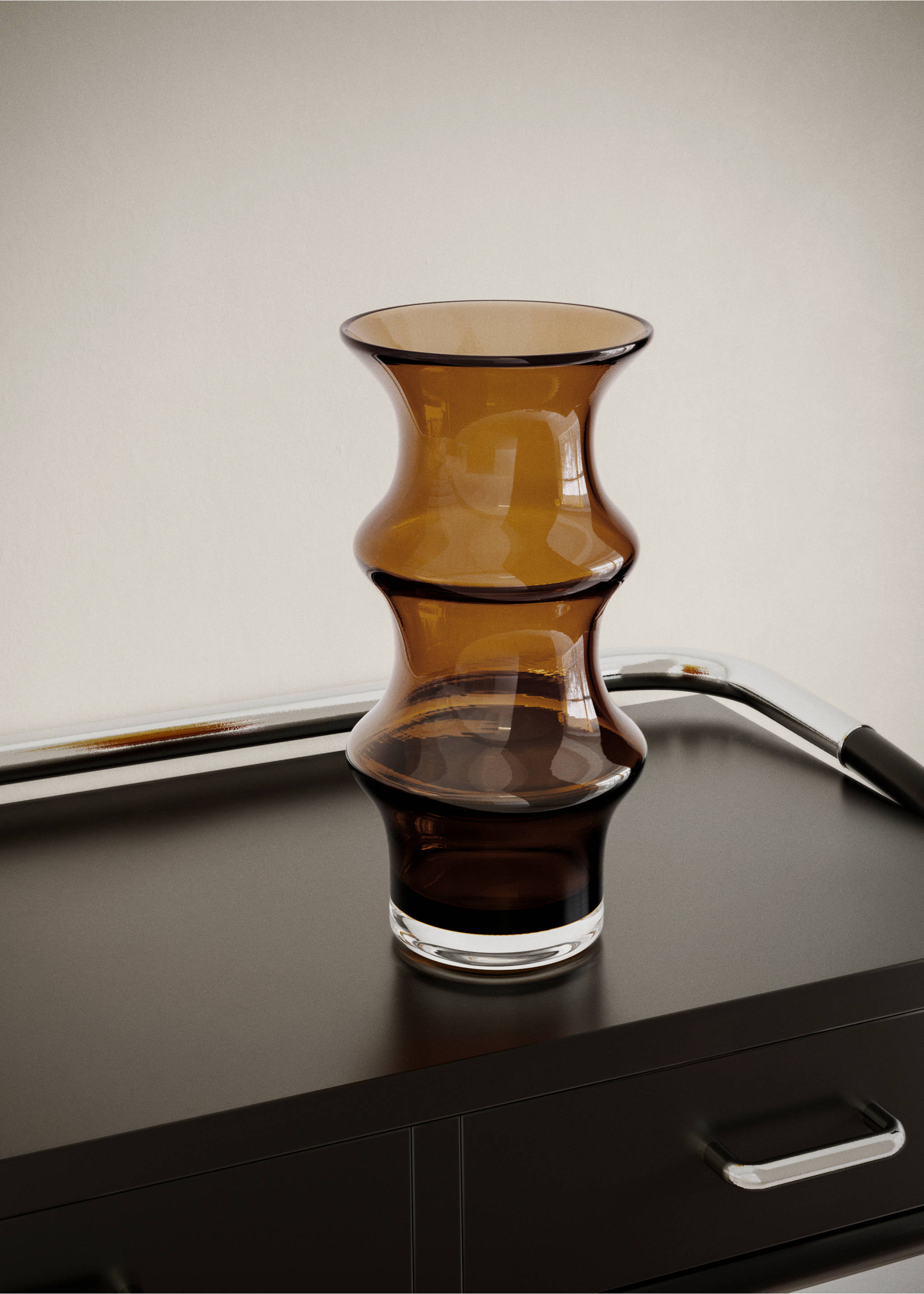 100% semi-transparent crystal vase - General plane, Russet. Ref: 37063275-00.