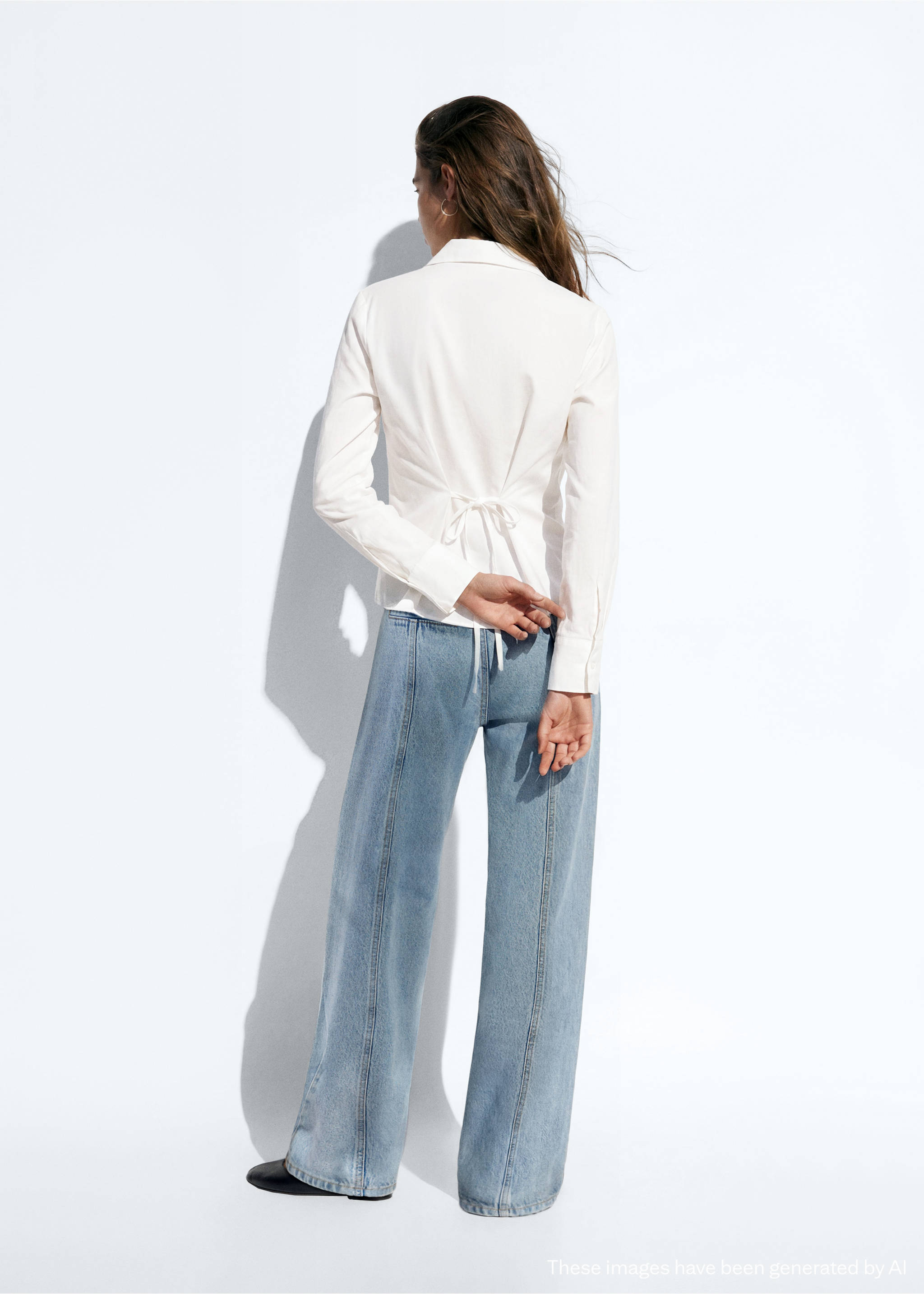 Fitted cotton shirt - Reverse of the article, Off White. Ref: 37063276-00.