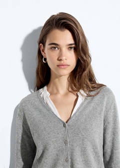 V-neck knitted cardigan — Medium Heather Grey 1
