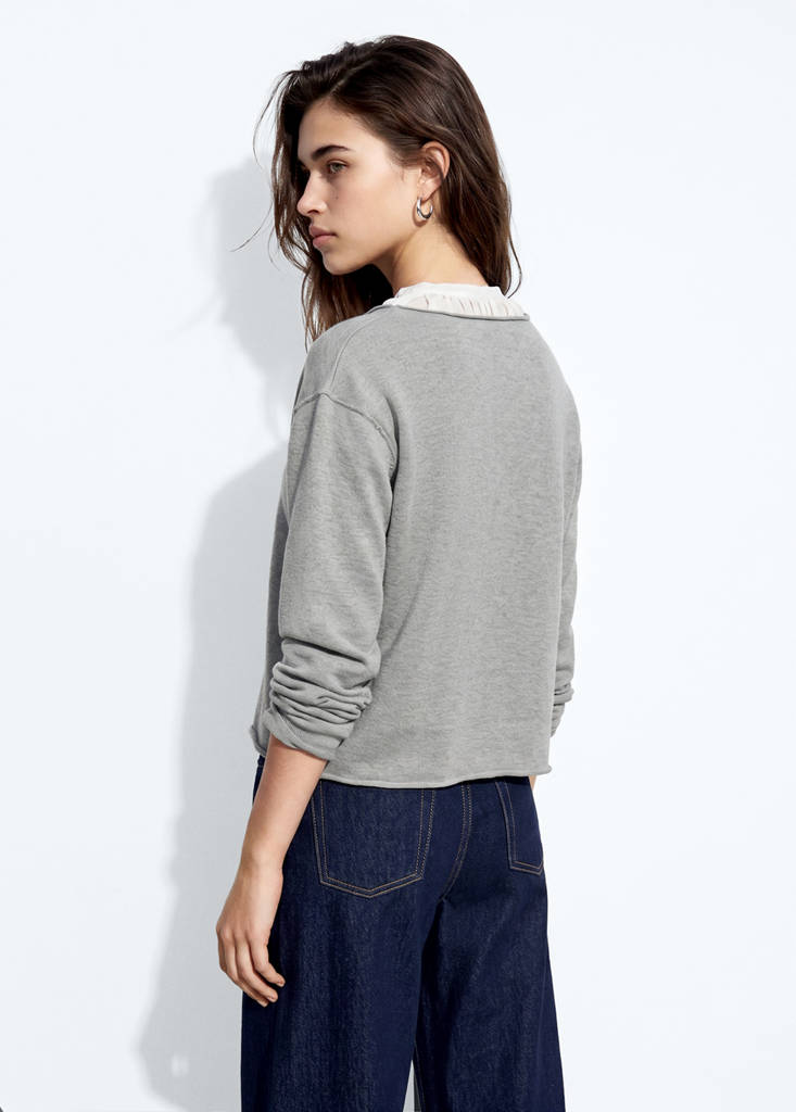 V-neck knitted cardigan — Medium Heather Grey