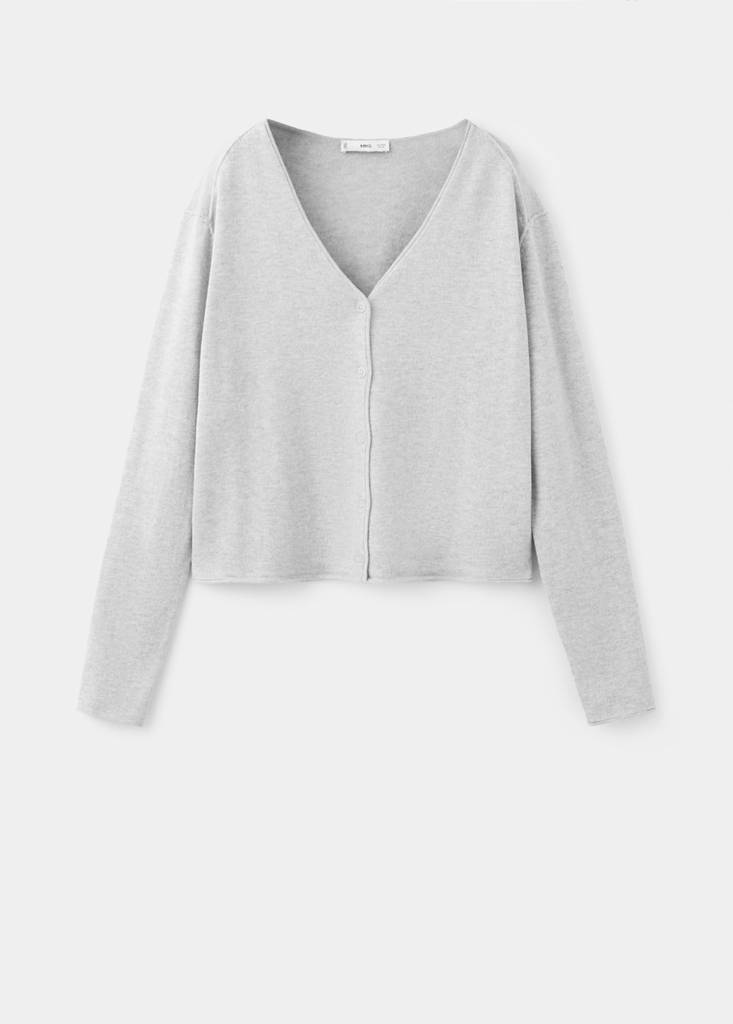 V-neck knitted cardigan — Medium Heather Grey