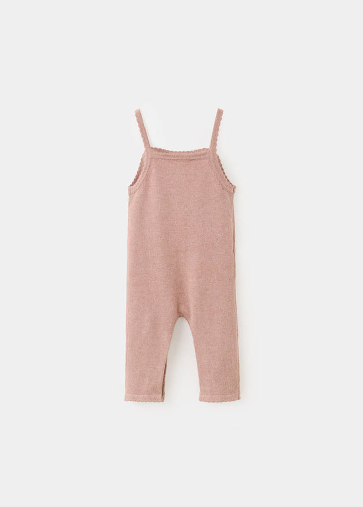 Long knitted dungarees — Pink
