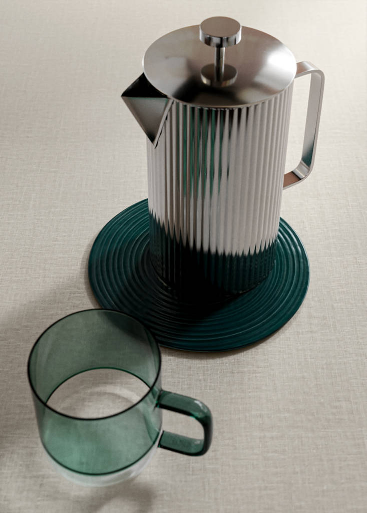 Stoneware trivet — Petrol Blue