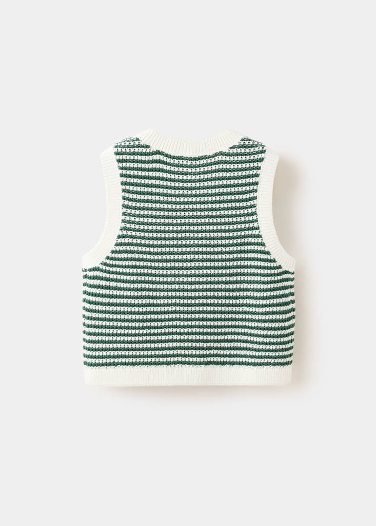 Striped knitted gilet — Green