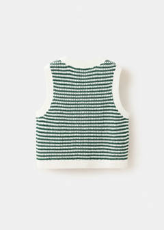 Striped knitted gilet — Green 5