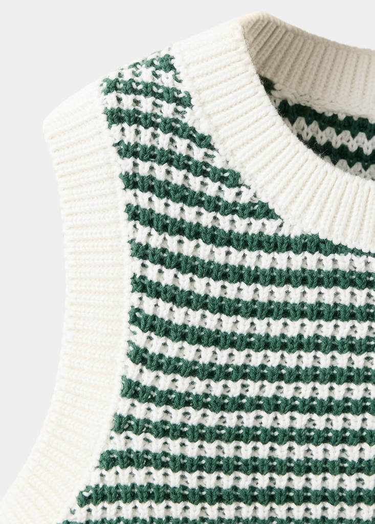 Striped knitted gilet — Green
