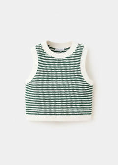 Striped knitted gilet — Green 2