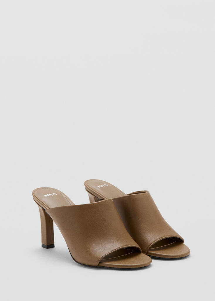 Heel leather sandals — Khaki