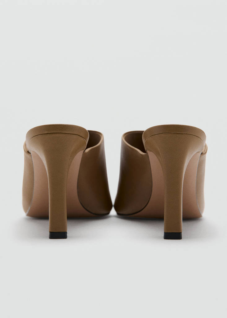 Heel leather sandals — Khaki