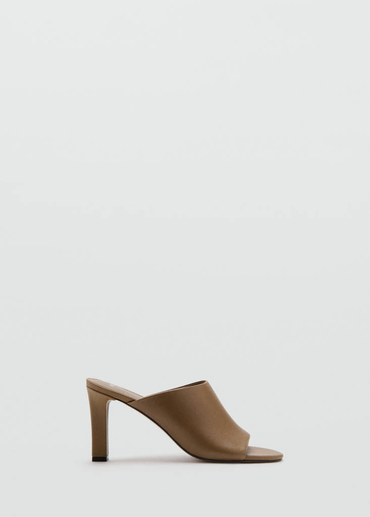 Heel leather sandals — Khaki